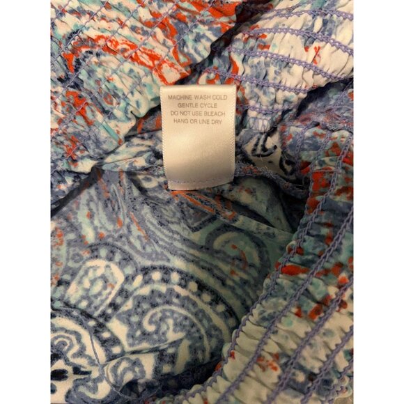 Roz & Ali XL Boho Paisley Blouse Womens Peasant Top Sheer 3/4 Sleeve Blue Orange - Picture 8 of 12